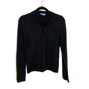 White & Warren Pull Over Silk Blend Sweater with Knotted Frog Closure Size M